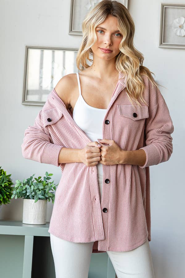 Tara Soft and Cozy Brushed Ribbed Shacket