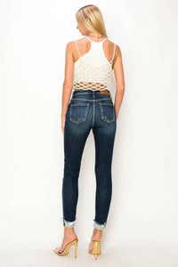 High Rise Skinny Jeans - Distressed Frayed Hem: 3 (25)