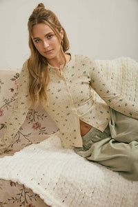 Floral Waffle Snap Henley Top