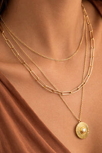 18K Gold Plated Stainless Steel Layered Coin Necklace