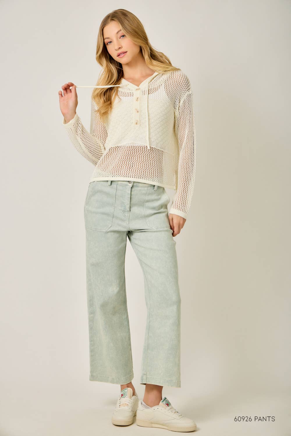 The Juniper Crochet Hoodie Sweater: Off White