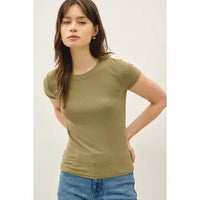 The Merrin Classic Ribbed Baby Tee – Fitted Crew Neck Essential T-Shirt for Women
