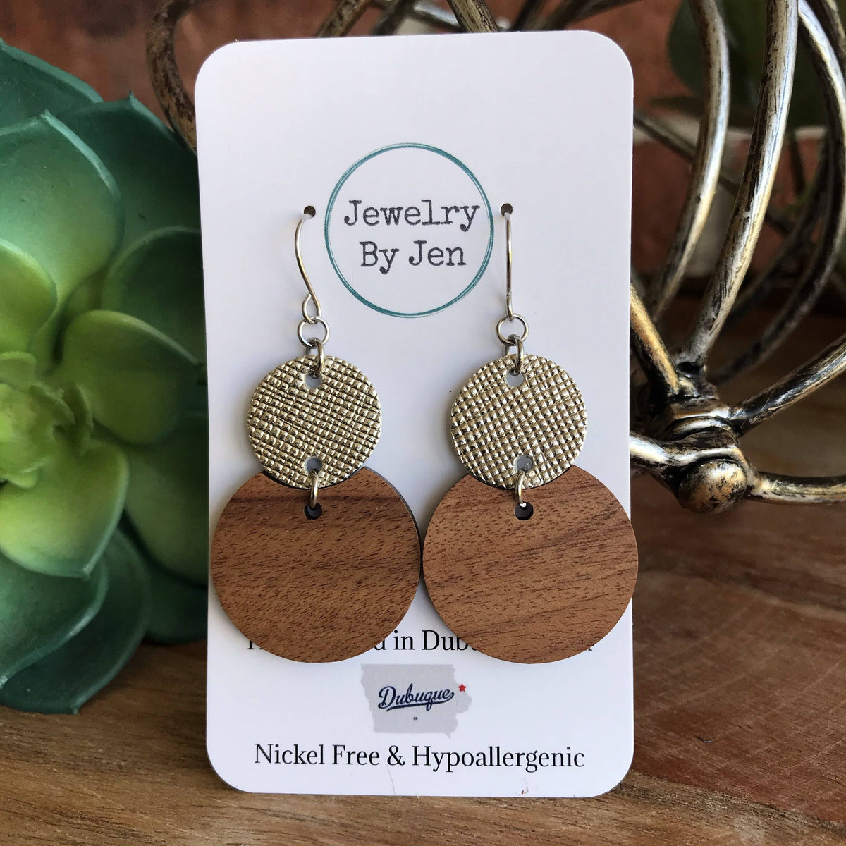 Abilene Leather & Wood Drop Earrings – Western Boho Statement Jewelry