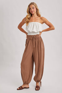 JOGGER HAREM DRAWSTRING PANTS: LT.OLIVE / M