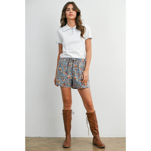 Vintage Bloom Drawstring Shorts
