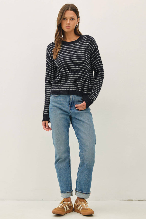 The Fine Line Stripe Sweater: Navy