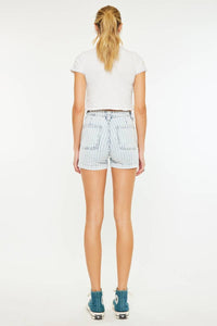 KanCanHarbor Stripe Denim Shorts: Light Wash