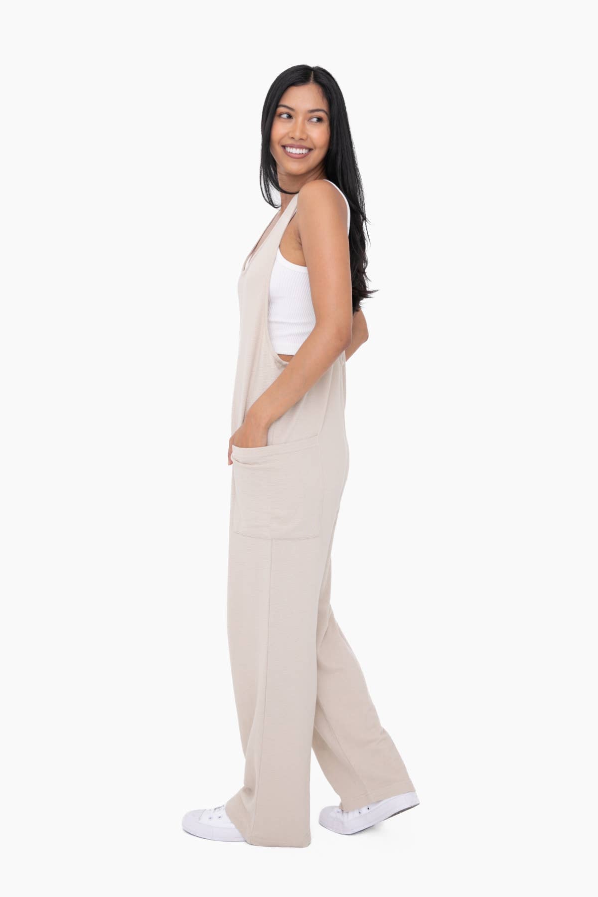 Alex Mineral-Washed Lounge Jumpsuit: NATURAL