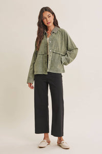 HERITAGE FIELD MINERAL-WASHED COTTON TWILL JACKET: WASHED OLIVE