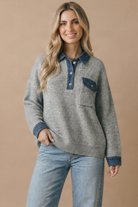 The Hadley Denim Trim Sweater
