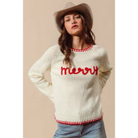 Making Spirits Bright Merry Sweater: Ivory/ Red