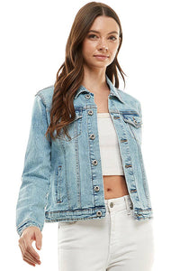 Jen Comfort Stretch Denim Jacket: Light Wash