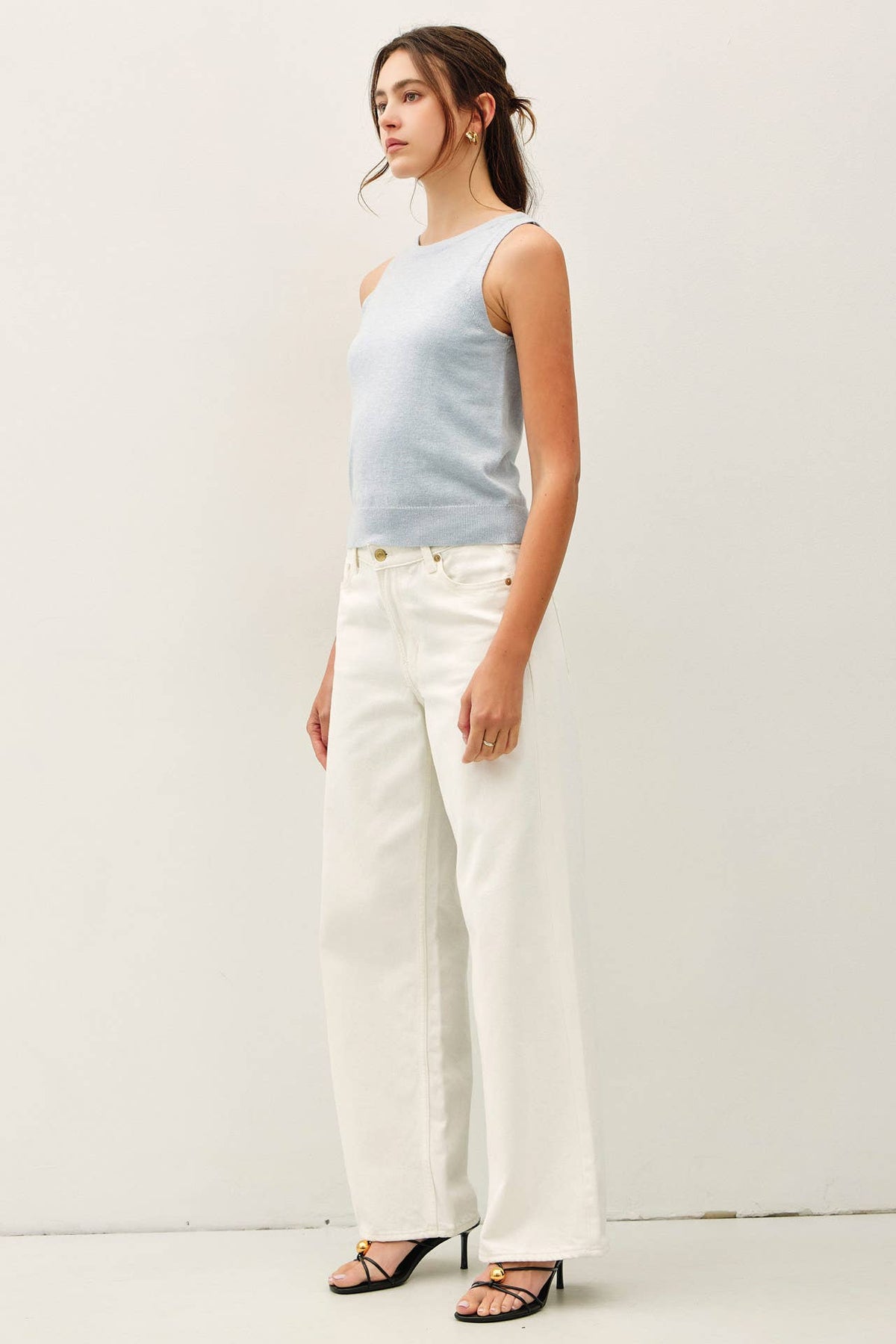 The Noelle Wool Blend Tank Top – Boat Neck Sleeveless Soft Lightweight Knit