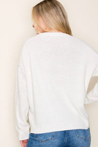 The Sutton Waffle Pocket Sweater – Ivory & Taupe