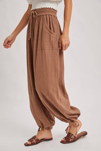 JOGGER HAREM DRAWSTRING PANTS: LT.OLIVE / L