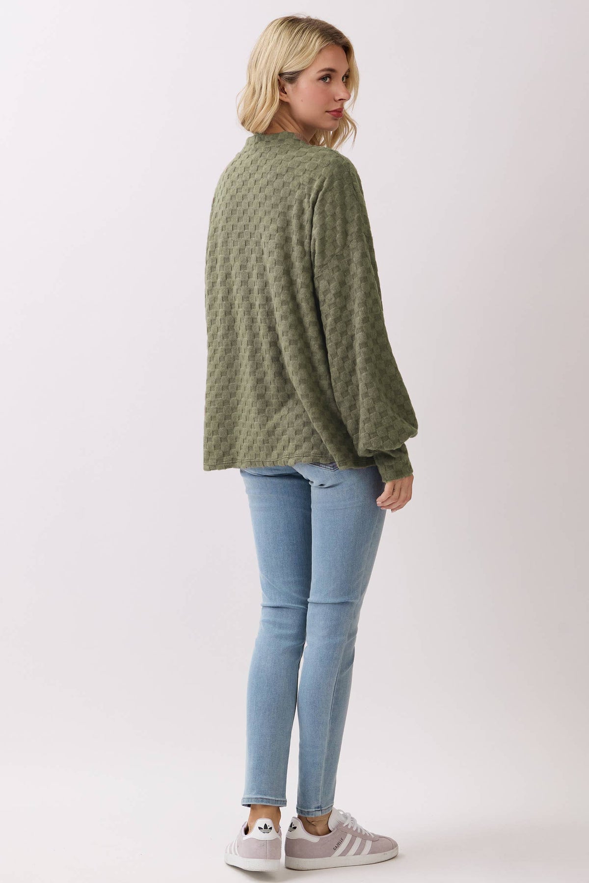 Juniper Checkered Textured Button-Up Cardigan – Soft Cozy Knit Layer