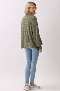 Juniper Checkered Textured Button-Up Cardigan – Soft Cozy Knit Layer