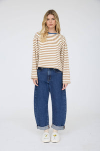 On Repeat Stripe Knit Top: Tan