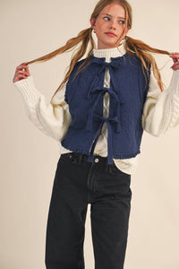 Tie It Together Quilted Vest: Navy