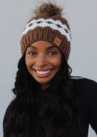 Snow Day Pom Hat: Light Brown