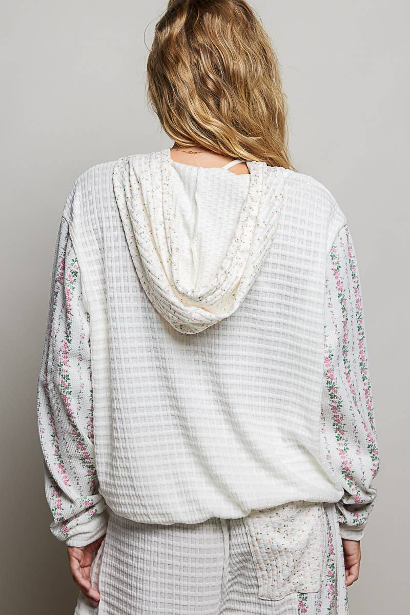 Willow Mixed Knit Hoodie: Natural Multi