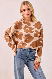 The Harper Floral Knit Sweater – Camel Bloom