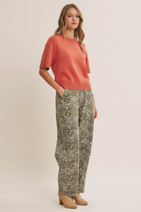 SUNFADED MARKET DAY  PAISLEY BARREL PANTS: ANTIQUE OLIVE