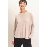 Slow Mornings Waffle Knit Top: Cream Taupe