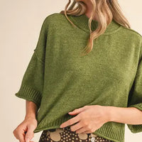 Autumn Oat Mock Neck Sweater Tee