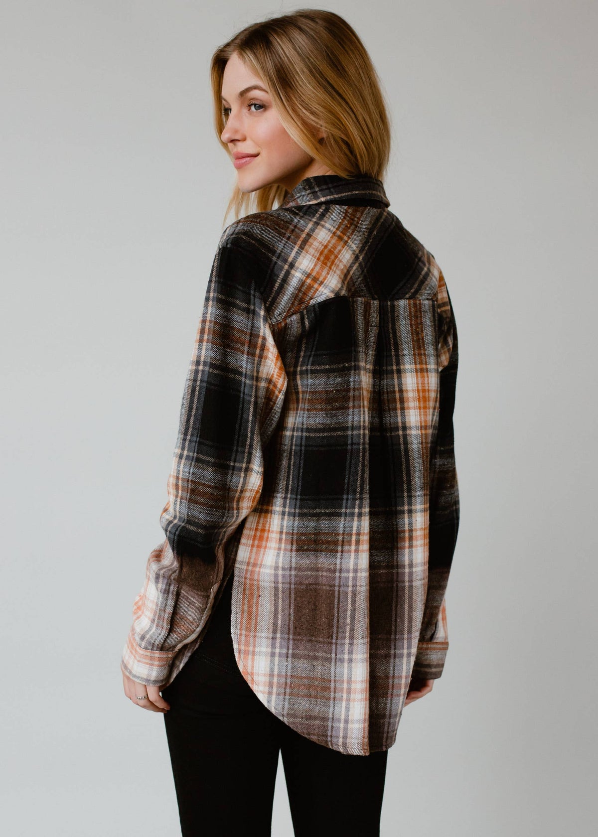 Fall Favorite Black, Gray, Rust & Cream Plaid Flannel