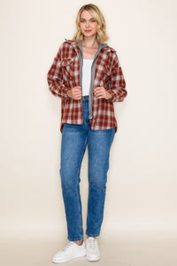 Briarwood Plaid Hoodie Shacket – Button Down Plaid Jacket with French Terry Hood