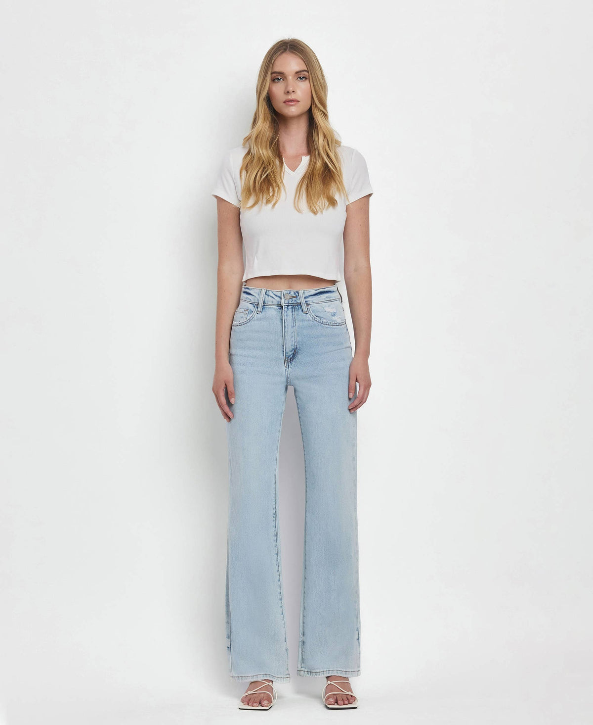 Vervet by Flying Monkey Leslie 90s Vintage Super High Rise Flare Jeans: Light Wash