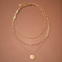 18K Gold Plated Stainless Steel Layered Coin Necklace