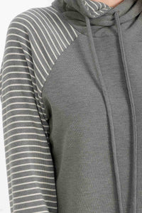 Arden Stripe Sleeve Contrast Hoodie – Casual Knit Pullover with Pocket