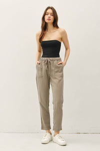 The Lara Lightweight Tencel Jogger – Taupe, Camel & Charcoal