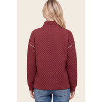 Plaid About It Quilted Pullover: Burgundy