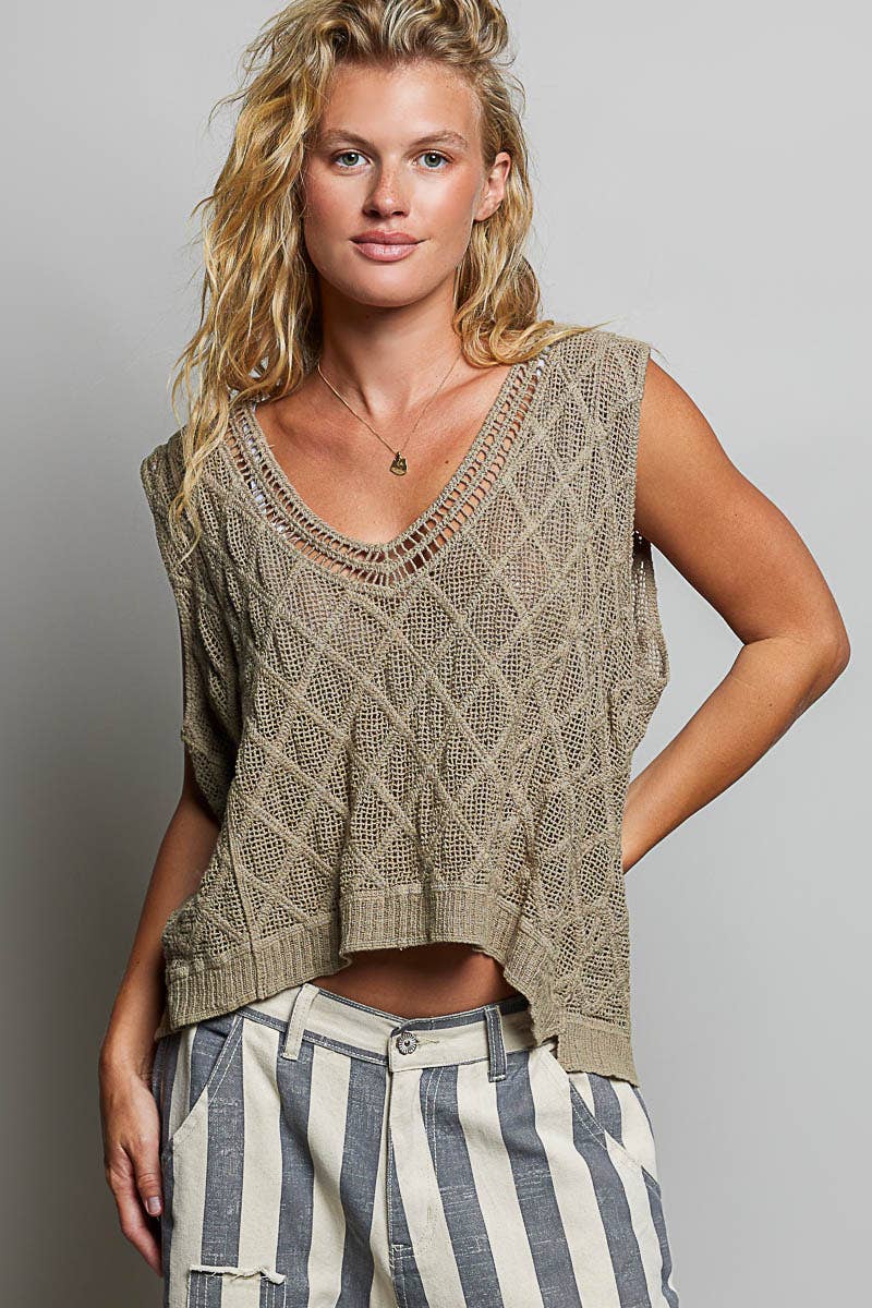 The Marlowe Crochet Tank: Taupe
