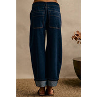 The Main Event Wide  Barrel High Rise Jeans: Dark Wash