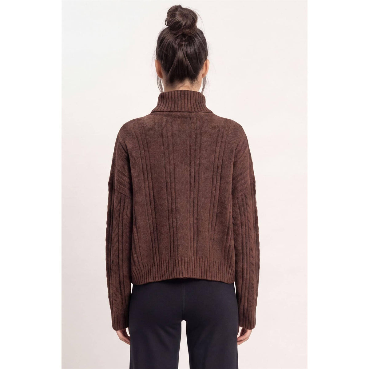 Wrapped Up Cable Knit Turtleneck Sweater