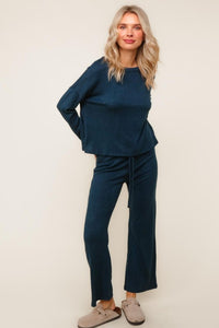 Evergreen Cozy Hacci Lounge Set – Soft Knit Top & Straight-Leg Pant Duo | Northern Belle Boutique