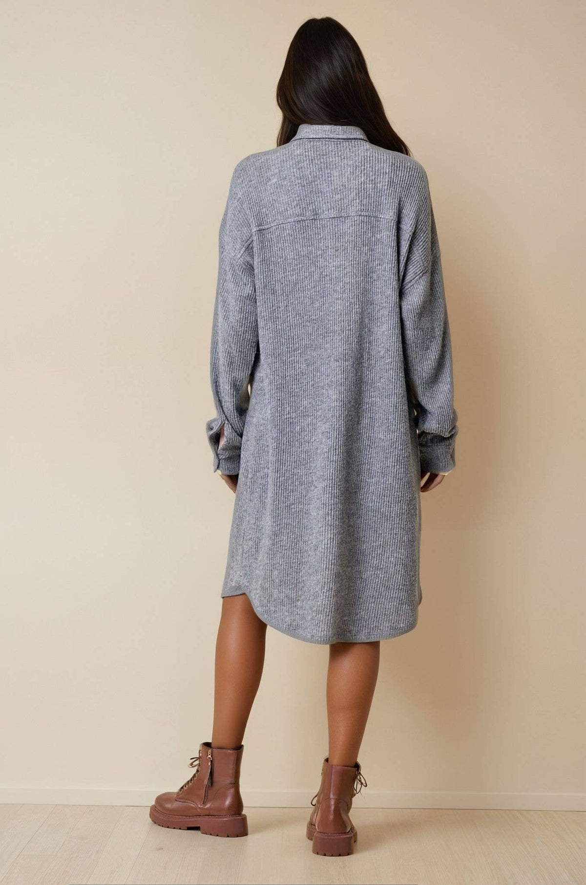 Hallie Duster Knit Shacket: Grey