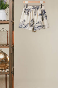 The Willow Floral Shorts: Cream/Navy– Elastic Waist Lightweight Everyday Shorts