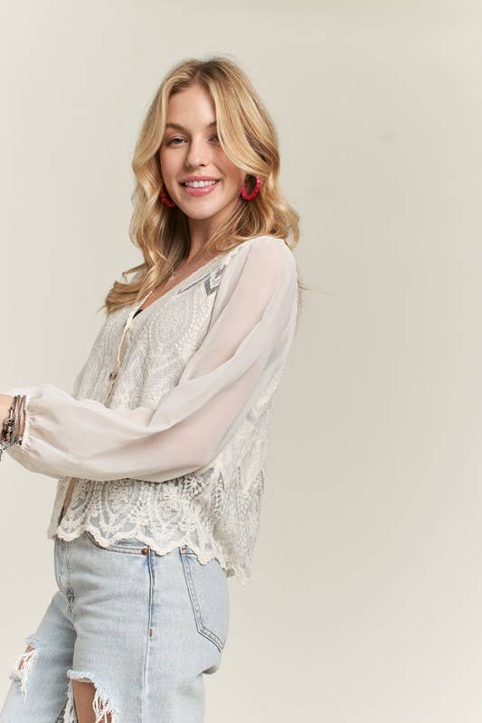 Charlotte Lace Blouse: Beige