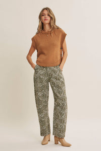 SUNFADED MARKET DAY  PAISLEY BARREL PANTS: ANTIQUE OLIVE