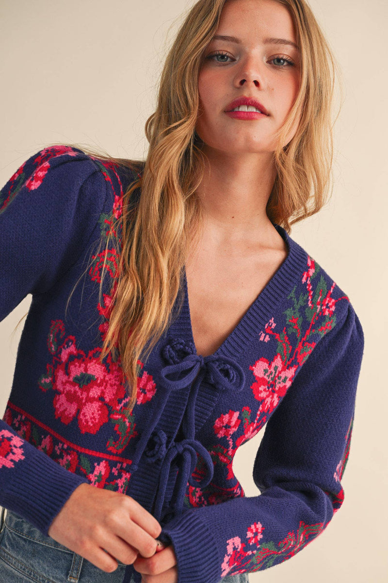 The Larkspur Bow-Front Floral Cardigan | Northern Belle Boutique