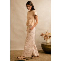 The Meadow Days Wide Leg Pants: Cream Floral