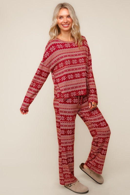 Evergreen Cozy Hacci Lounge Set – Soft Knit Top & Straight-Leg Pant Duo | Northern Belle Boutique