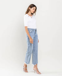 Vervet By Flying Monkey High Rise Distressed Crop Dad Jeans: Light Wash