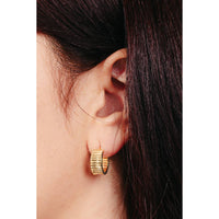 Secret Box Mini Metallic Ribbed Hoop Earrings: Gold