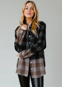 Fall Favorite Black & Gray Plaid Flannel